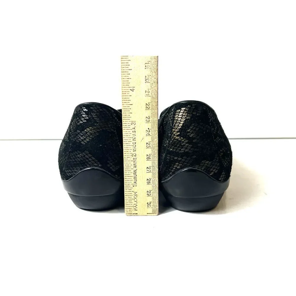 Dansko Women's EU 39 US 8.5 Black Gold Leather Flat Comfort Casual Slip On Shoes